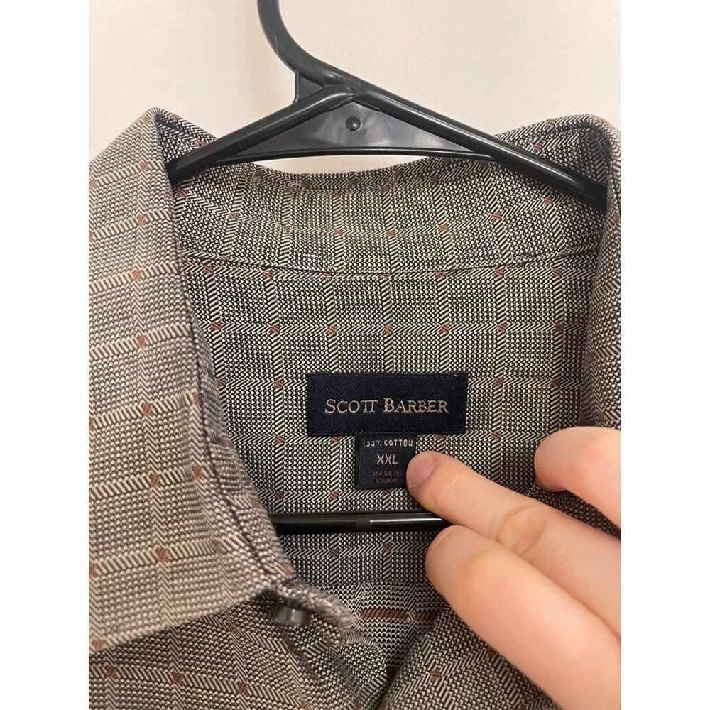 Scott Barber Men's 2XL Preppy‎ Houndstooth Button Up Classic Luxury Shirt